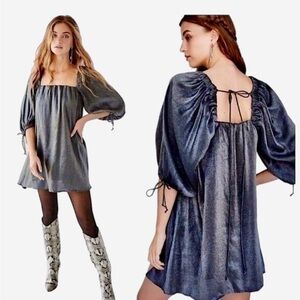 NEW FREE PEOPLE MARA SHIMMERING METALLIC DRESS